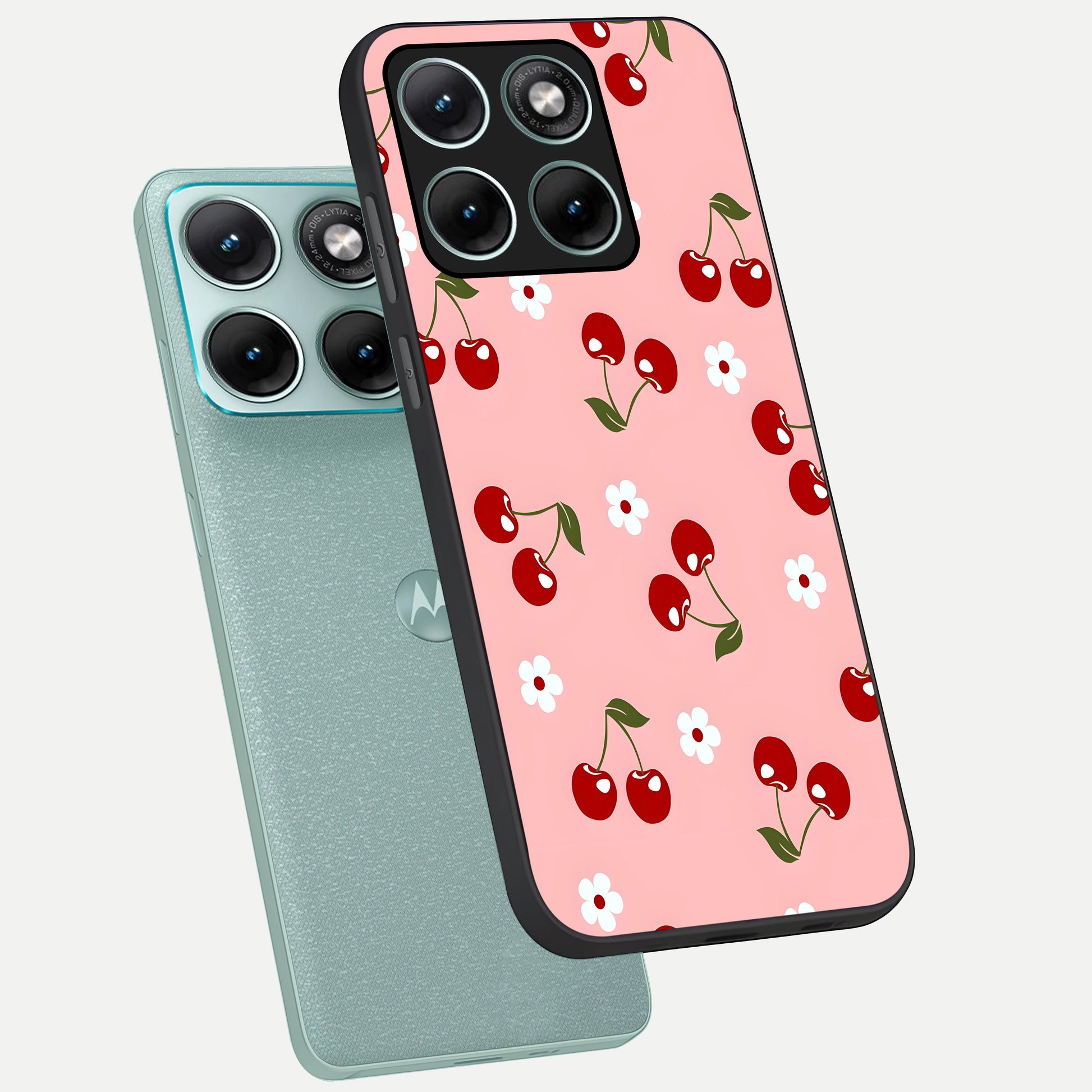  Cherry Love Mood phone case For Moto Edge 70 Fusion showing premium glass back cover with detailed artwork