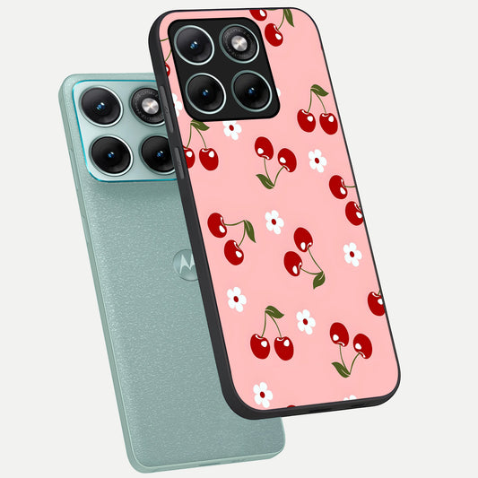  Cherry Love Mood phone case For Moto Edge 70 Fusion showing premium glass back cover with detailed artwork