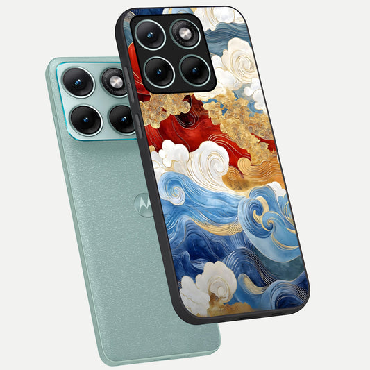  Colored Waves phone case For Moto Edge 70 Fusion showing premium glass back cover with detailed artwork