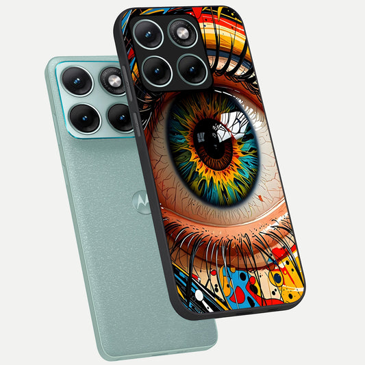  Colorful Eye phone case For Moto Edge 70 Fusion showing premium glass back cover with detailed artwork