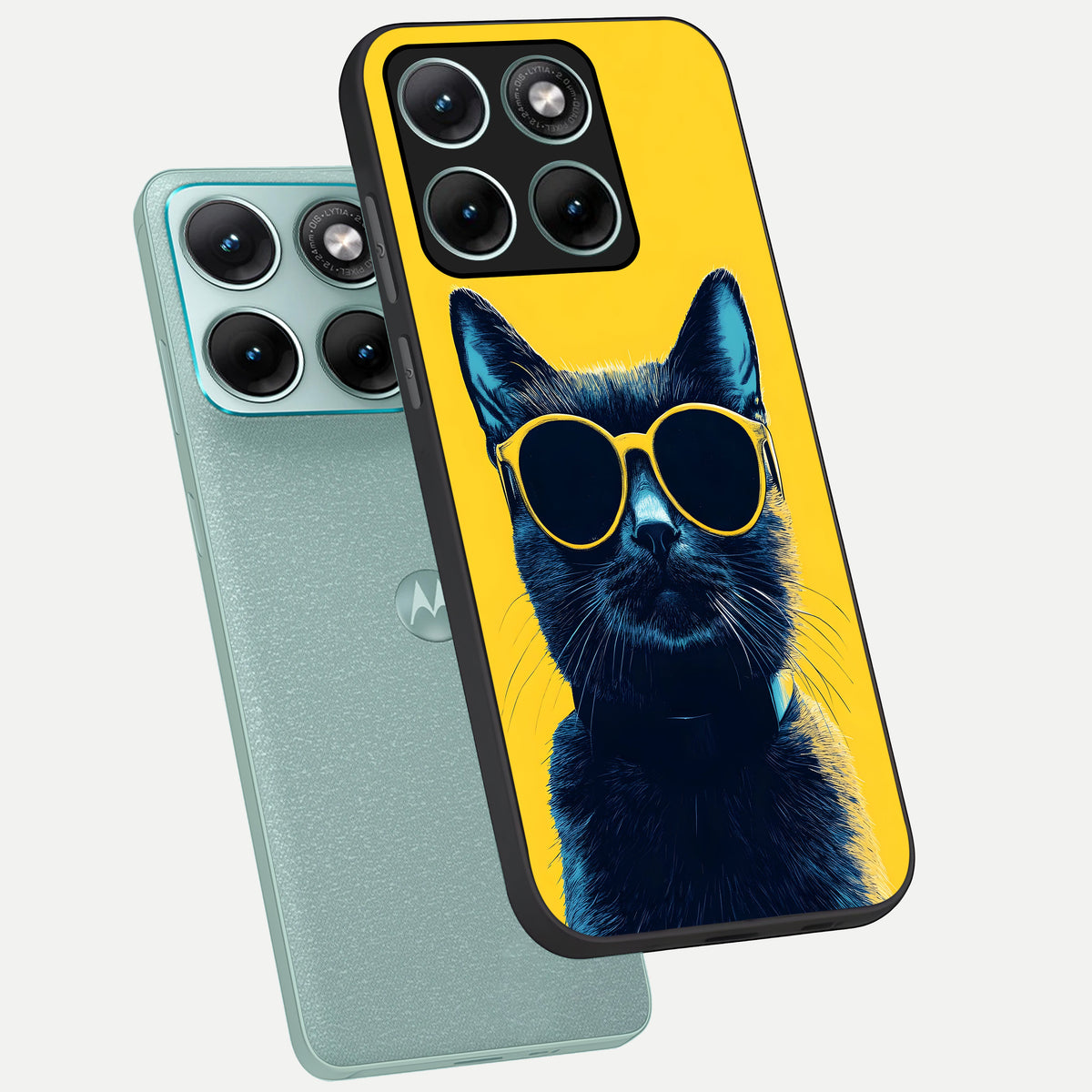  Cool Cat Vibes phone case For Moto Edge 70 Fusion showing premium glass back cover with detailed artwork