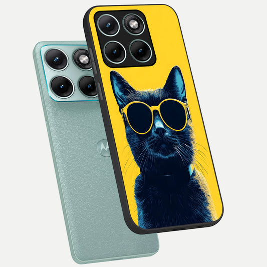  Cool Cat Vibes phone case For Moto Edge 70 Fusion showing premium glass back cover with detailed artwork