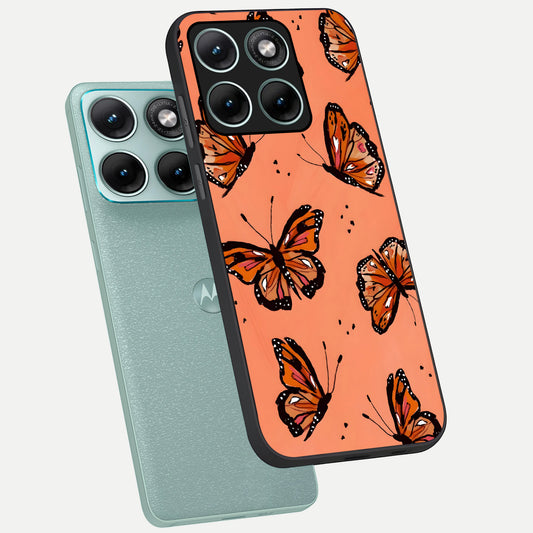  Coral Wing Butterfly phone case For Moto Edge 70 Fusion showing premium glass back cover with detailed artwork