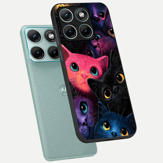  Cosmic Cats Dreams phone case For Moto Edge 70 Fusion showing premium glass back cover with detailed artwork
