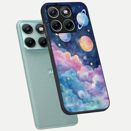  Cosmic Planet Dreams phone case For Moto Edge 70 Fusion showing premium glass back cover with detailed artwork