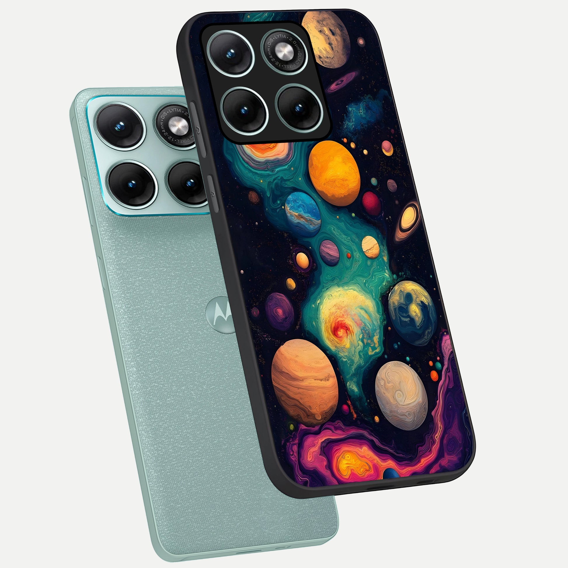  Cosmic Planet Journey phone case For Moto Edge 70 Fusion showing premium glass back cover with detailed artwork