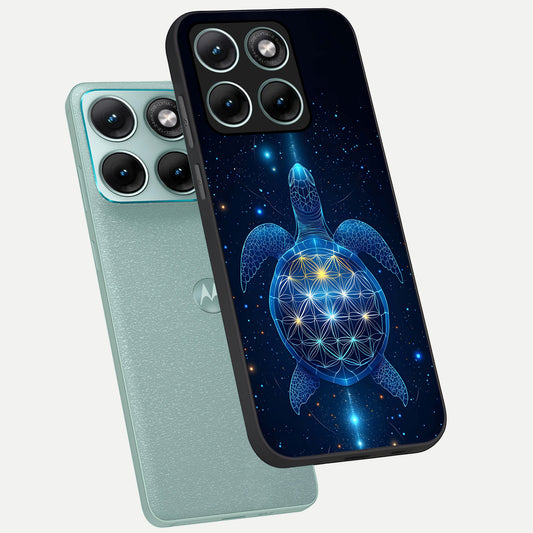  Crimson Blue Turtle phone case For Moto Edge 70 Fusion showing premium glass back cover with detailed artwork