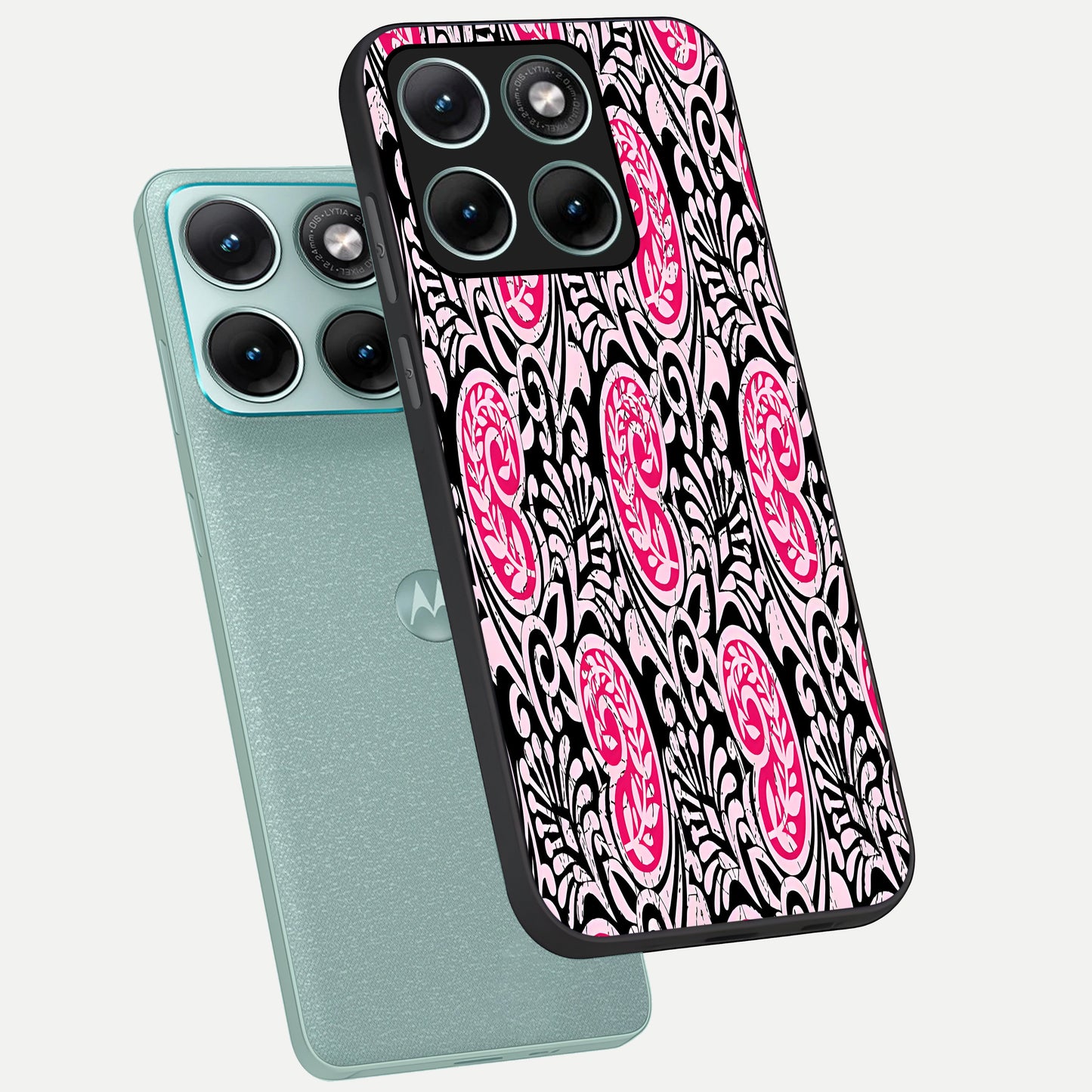  Crimson Paisley Charm phone case For Moto Edge 70 Fusion showing premium glass back cover with detailed artwork