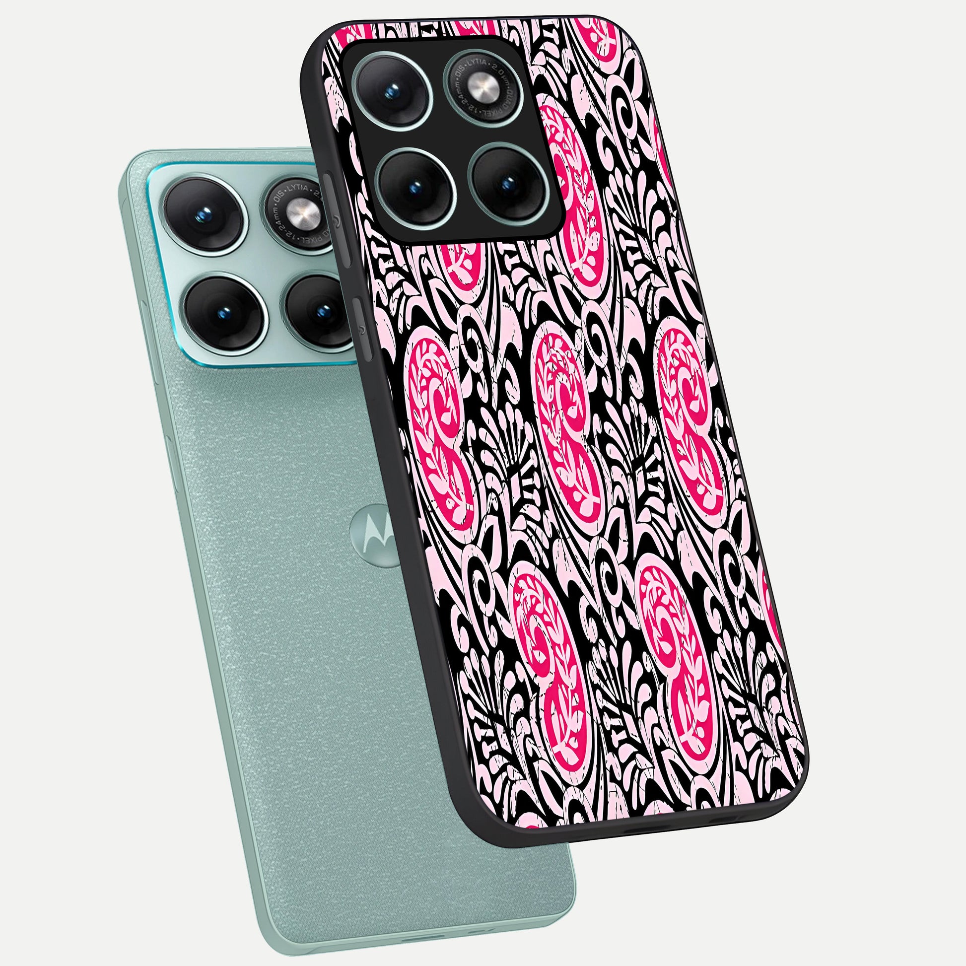  Crimson Paisley Charm phone case For Moto Edge 70 Fusion showing premium glass back cover with detailed artwork