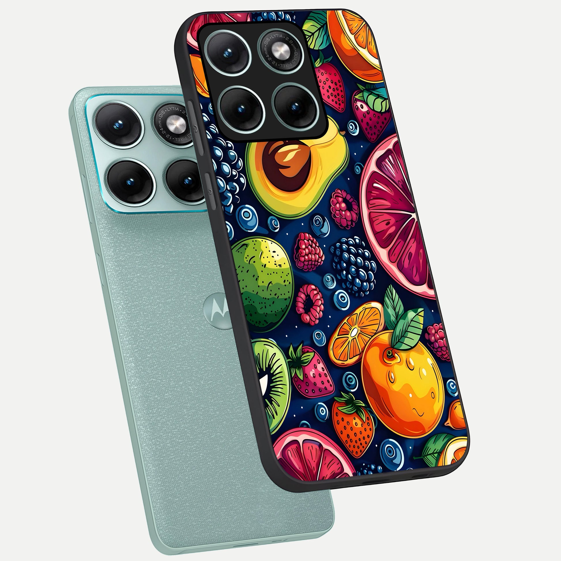  Cute Fruits Art phone case For Moto Edge 70 Fusion showing premium glass back cover with detailed artwork