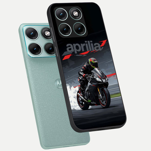 Dark Aprilla phone case For Moto Edge 70 Fusion showing premium glass back cover with detailed artwork