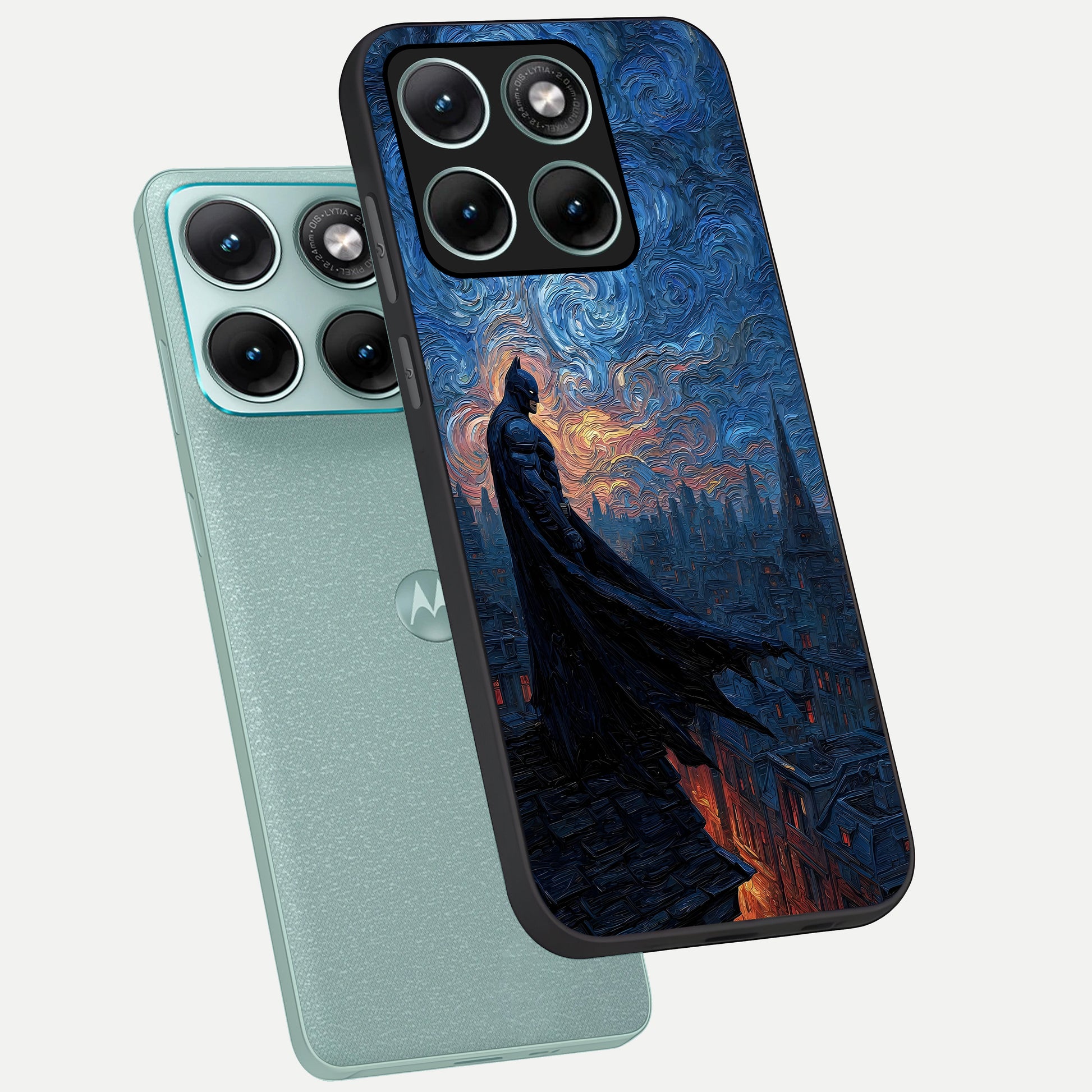  Dark Knight Dusk phone case For Moto Edge 70 Fusion showing premium glass back cover with detailed artwork