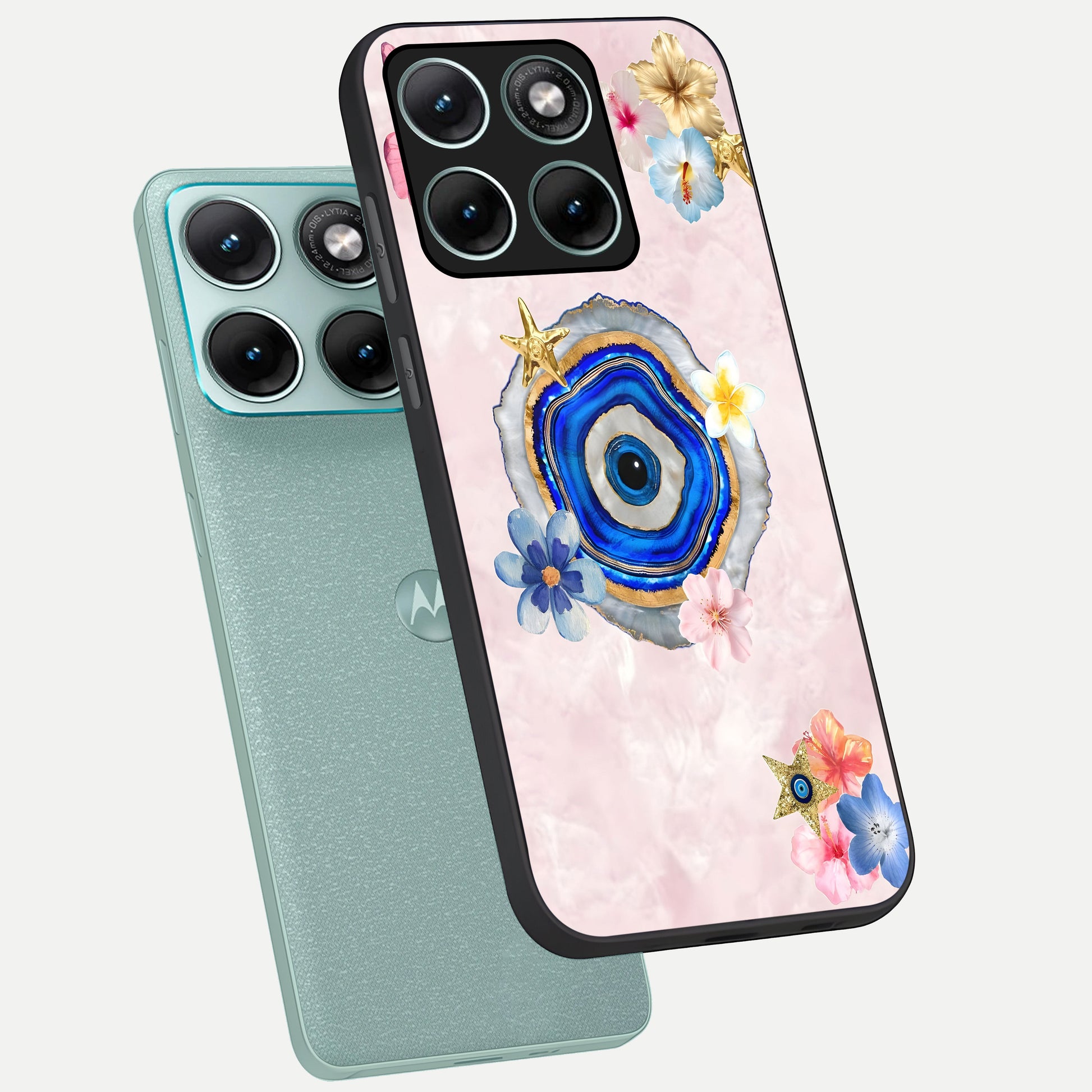  Divine Aura Bloom phone case For Moto Edge 70 Fusion showing premium glass back cover with detailed artwork