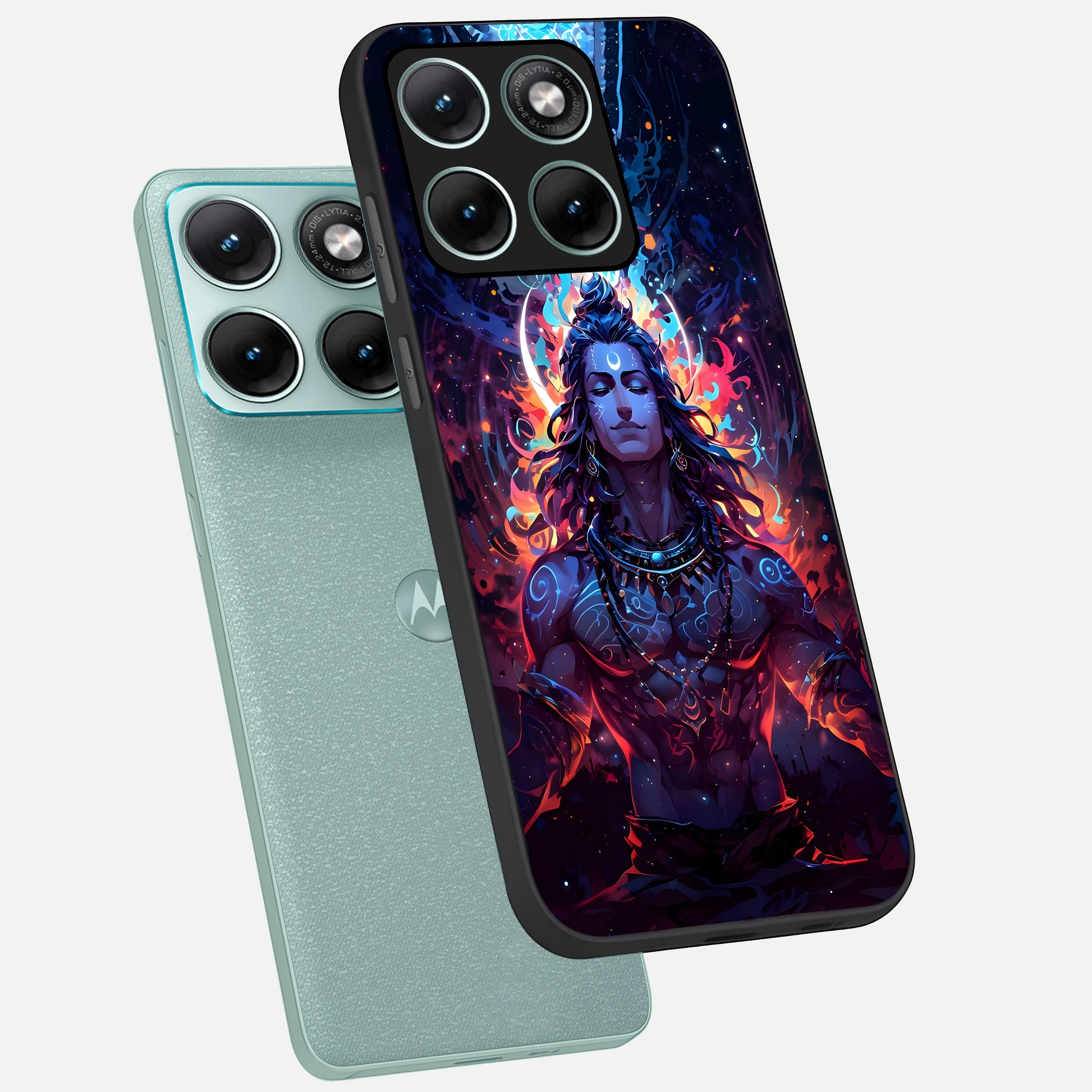  Divine Fire Shiv phone case For Moto Edge 70 Fusion showing premium glass back cover with detailed artwork