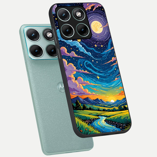  Dreamy Night Landscape phone case For Moto Edge 70 Fusion showing premium glass back cover with detailed artwork