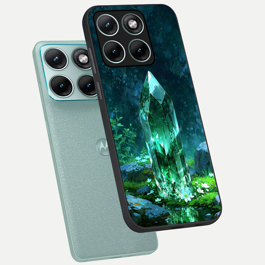  Emerald Light Crystal phone case For Moto Edge 70 Fusion showing premium glass back cover with detailed artwork