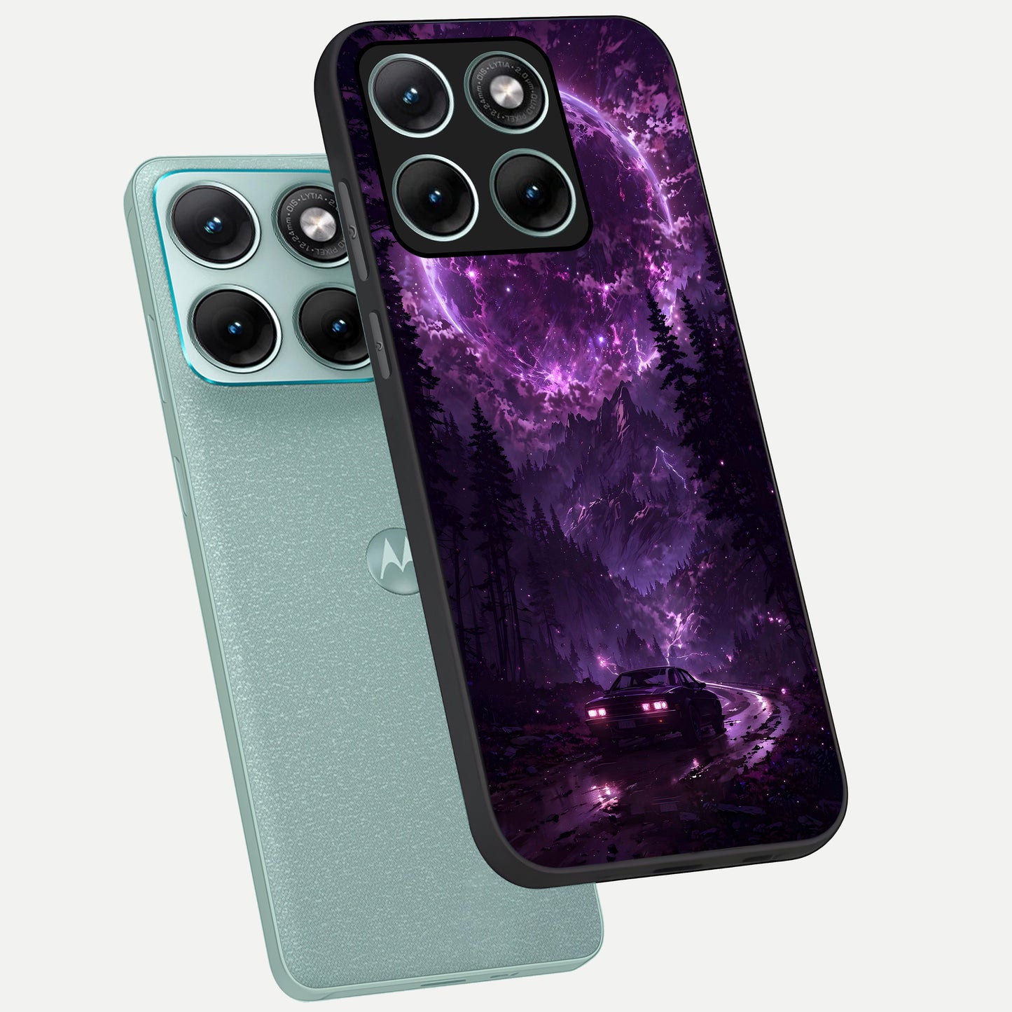  Eternal Cosmic Drive phone case For Moto Edge 70 Fusion showing premium glass back cover with detailed artwork