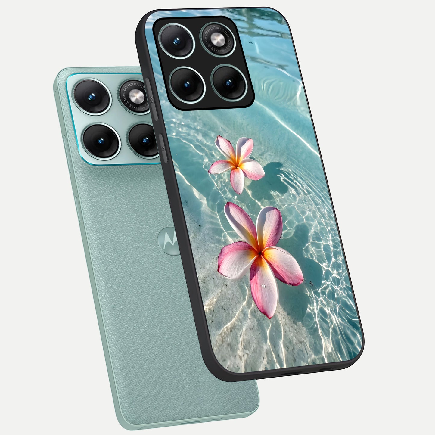  Floating Bloom Bliss phone case For Moto Edge 70 Fusion showing premium glass back cover with detailed artwork