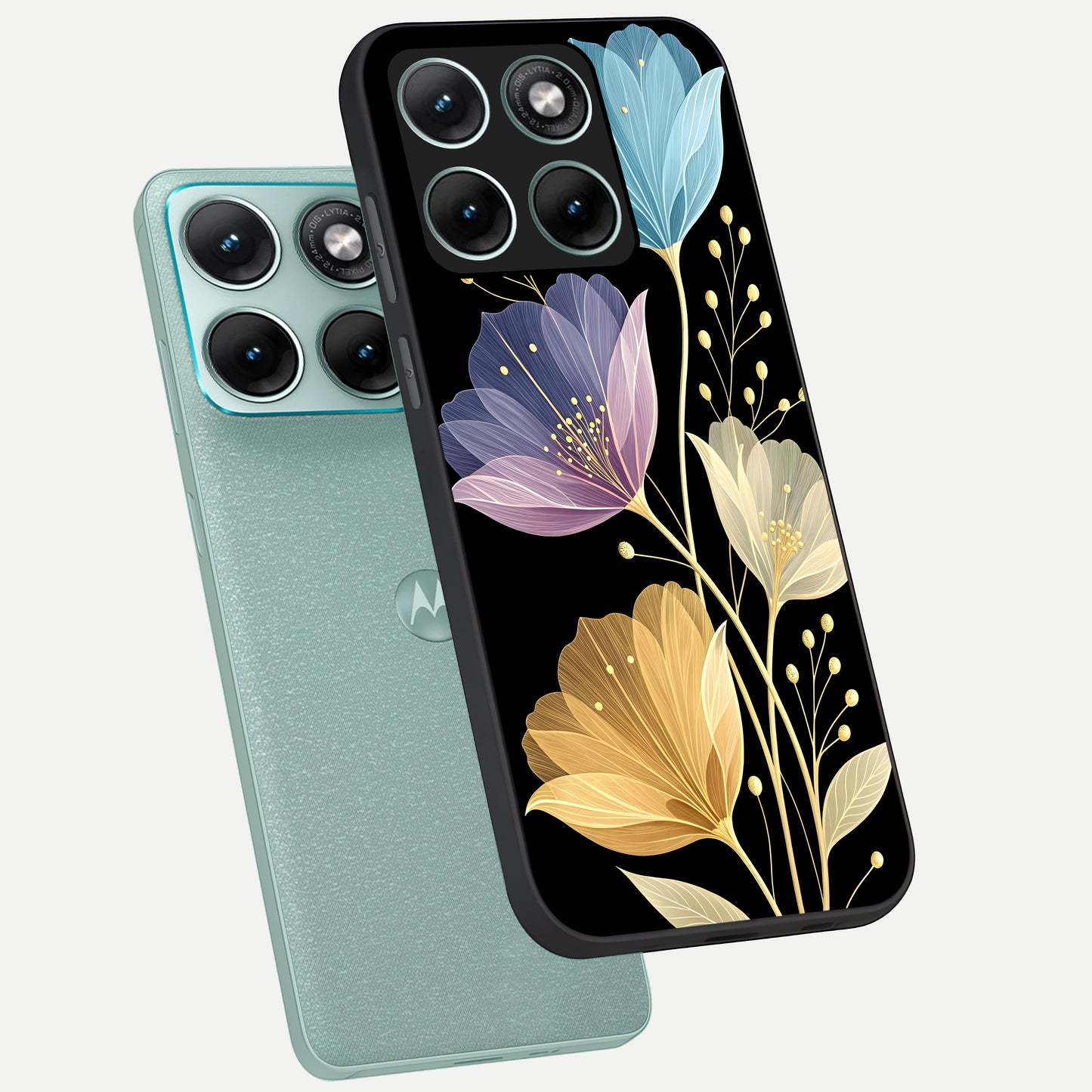  Flower Bloom Glow phone case For Moto Edge 70 Fusion showing premium glass back cover with detailed artwork