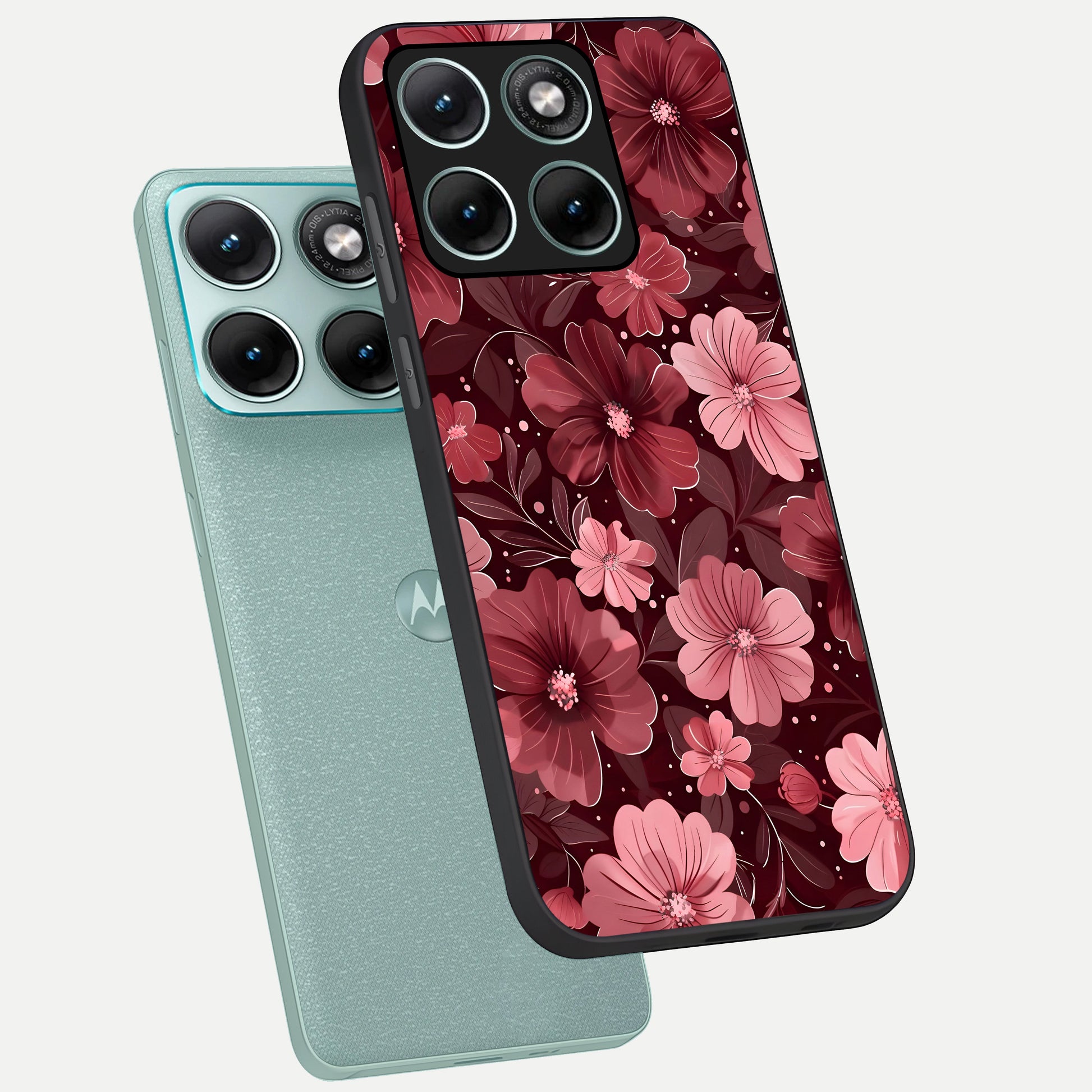  Flower Blush Bloom phone case For Moto Edge 70 Fusion showing premium glass back cover with detailed artwork