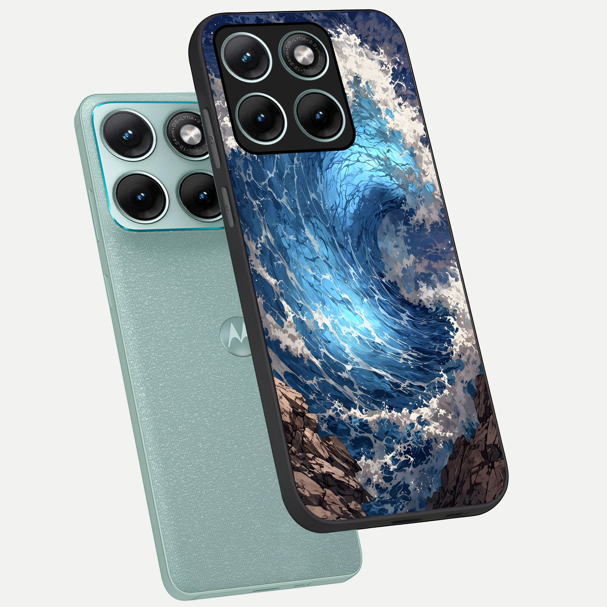  Giant Ocean Wave phone case For Moto Edge 70 Fusion showing premium glass back cover with detailed artwork