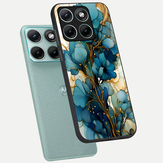  Golden Bloom Symphony phone case For Moto Edge 70 Fusion showing premium glass back cover with detailed artwork