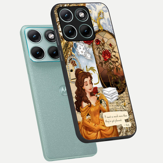 Golden Dream Belle phone case For Moto Edge 70 Fusion showing premium glass back cover with detailed artwork