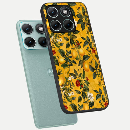  Golden Lemon Field phone case For Moto Edge 70 Fusion showing premium glass back cover with detailed artwork