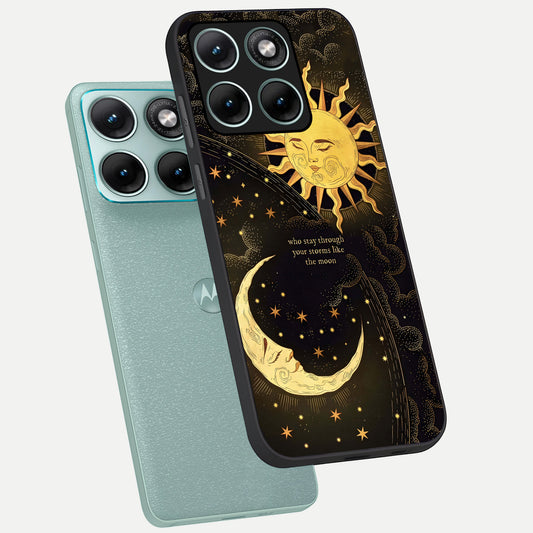  Golden Lunar Love phone case For Moto Edge 70 Fusion showing premium glass back cover with detailed artwork