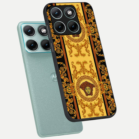  Golden Royal Heritage phone case For Moto Edge 70 Fusion showing premium glass back cover with detailed artwork