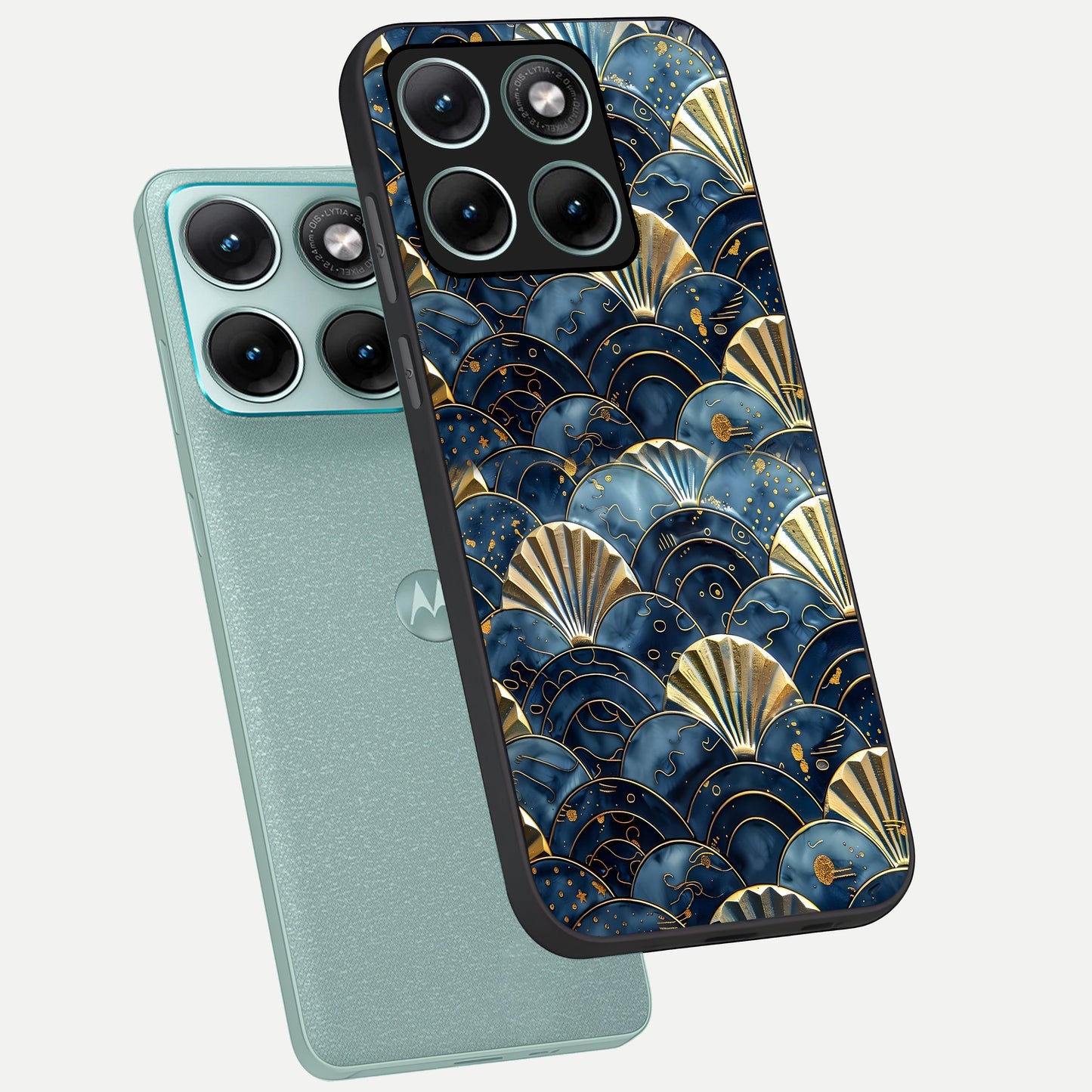  Golden Wave Luxe phone case For Moto Edge 70 Fusion showing premium glass back cover with detailed artwork