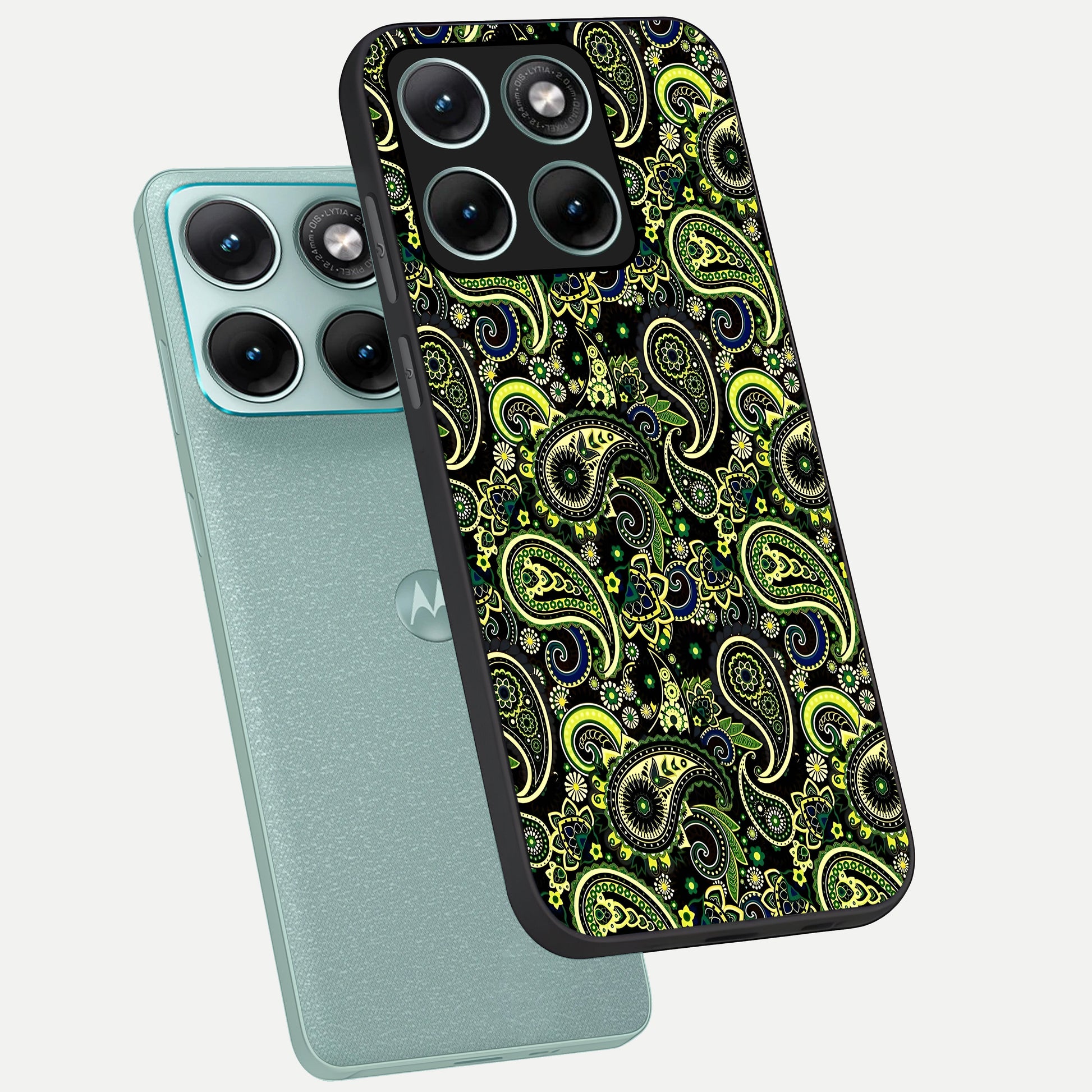 Green Lemon phone case For Moto Edge 70 Fusion showing premium glass back cover with detailed artwork