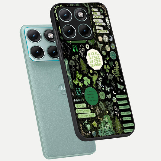 Green Mandala Pattern phone case For Moto Edge 70 Fusion showing premium glass back cover with detailed artwork