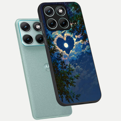  Heart With Moon Sky phone case For Moto Edge 70 Fusion showing premium glass back cover with detailed artwork