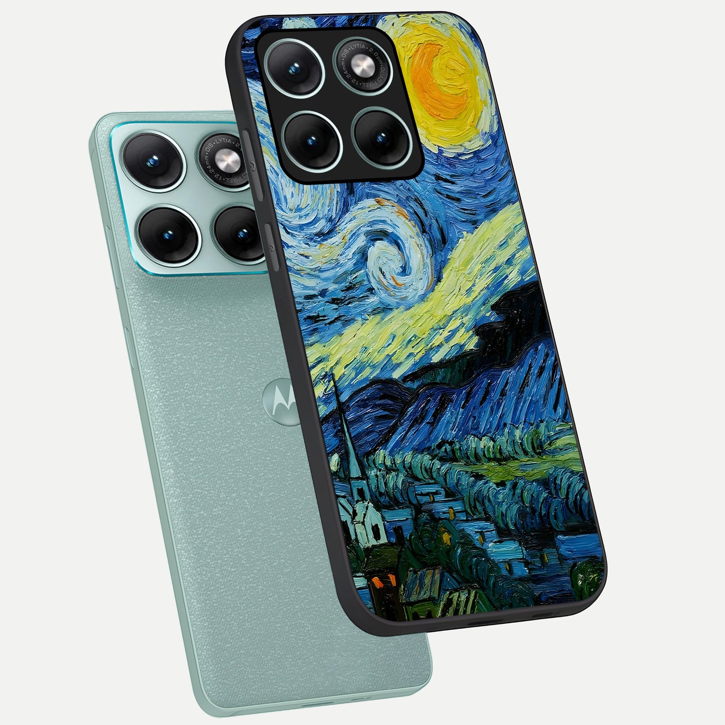  Inspired Van Gogh Art phone case For Moto Edge 70 Fusion showing premium glass back cover with detailed artwork