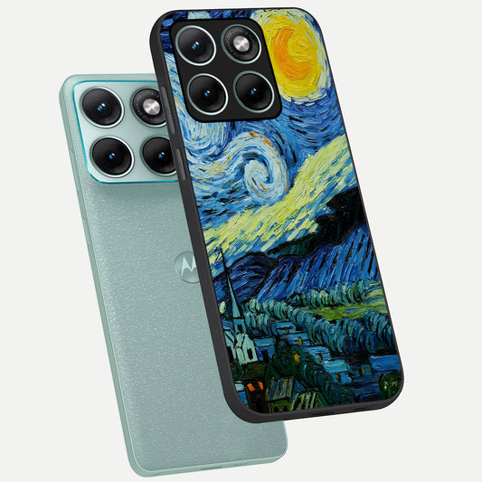  Inspired Van Gogh Art phone case For Moto Edge 70 Fusion showing premium glass back cover with detailed artwork
