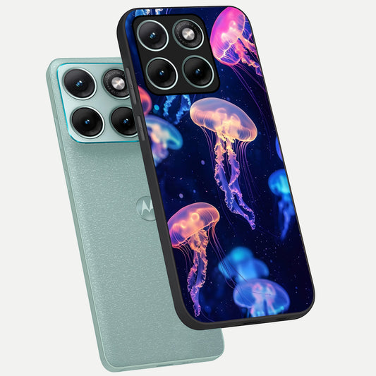  Jellyfish Pattern phone case For Moto Edge 70 Fusion showing premium glass back cover with detailed artwork