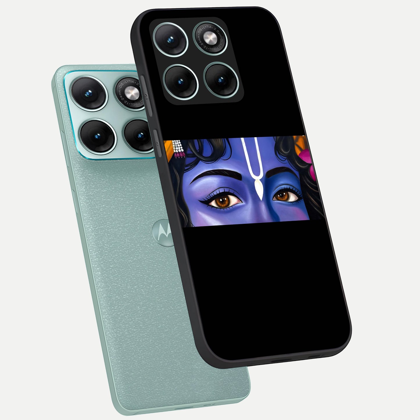  Krishna Eye phone case For Moto Edge 70 Fusion showing premium glass back cover with detailed artwork