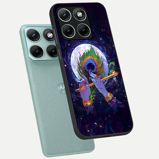  Krishna Hands Art phone case For Moto Edge 70 Fusion showing premium glass back cover with detailed artwork