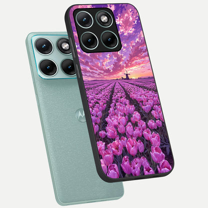  Lavender Dream Skies phone case For Moto Edge 70 Fusion showing premium glass back cover with detailed artwork
