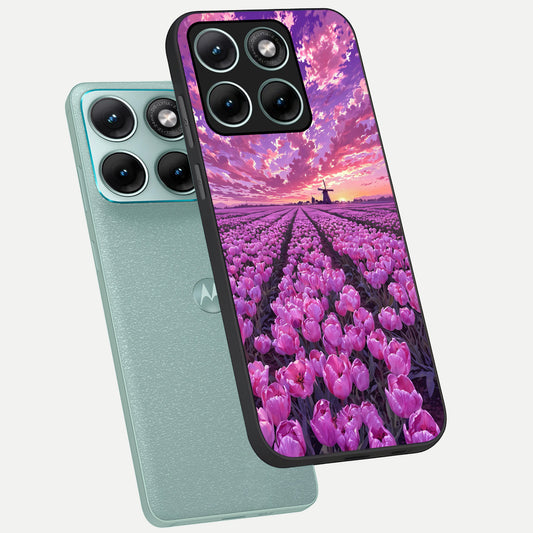  Lavender Dream Skies phone case For Moto Edge 70 Fusion showing premium glass back cover with detailed artwork