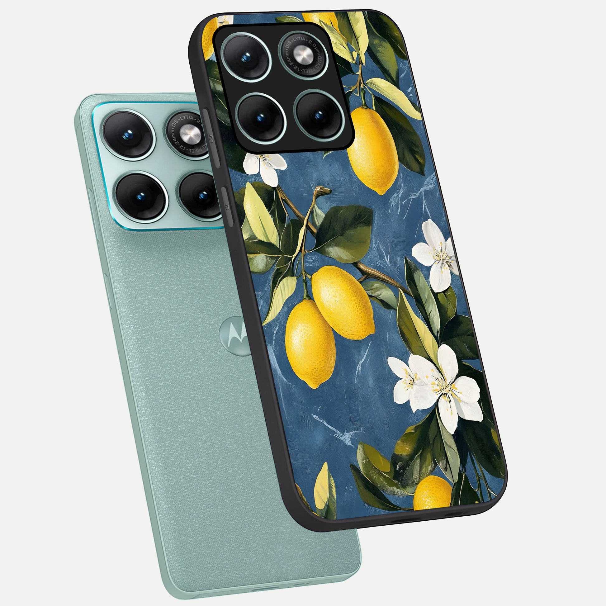  Lemon Dream Garden phone case For Moto Edge 70 Fusion showing premium glass back cover with detailed artwork