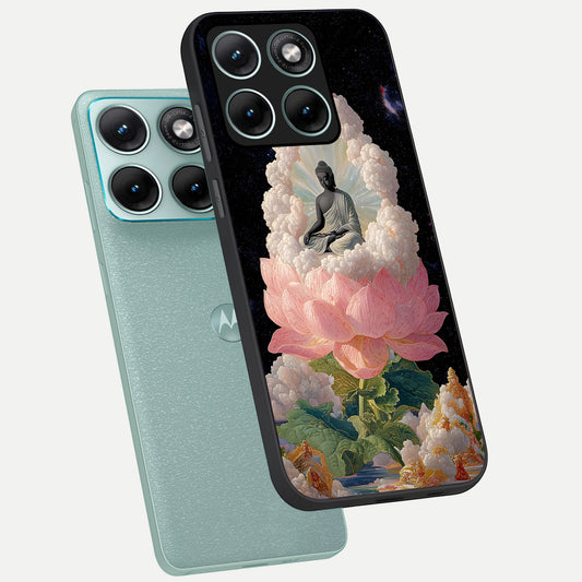  Lotus Divine Peace phone case For Moto Edge 70 Fusion showing premium glass back cover with detailed artwork