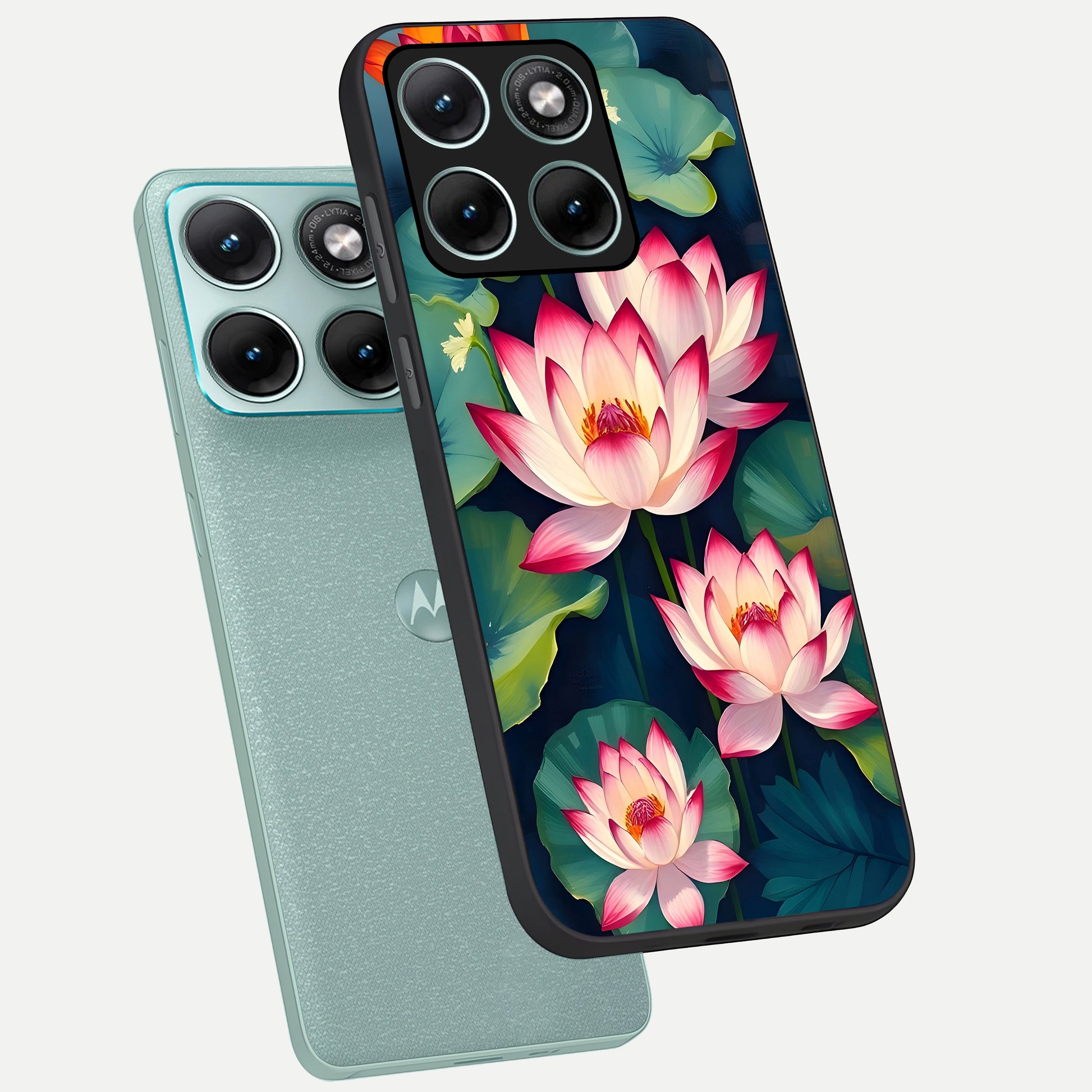  Lotus Dream Serenity phone case For Moto Edge 70 Fusion showing premium glass back cover with detailed artwork