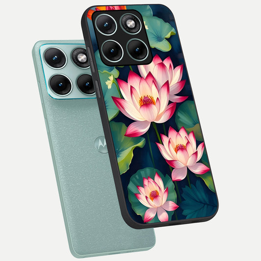  Lotus Dream Serenity phone case For Moto Edge 70 Fusion showing premium glass back cover with detailed artwork