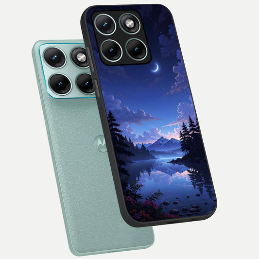  Midnight Lake Peace phone case For Moto Edge 70 Fusion showing premium glass back cover with detailed artwork