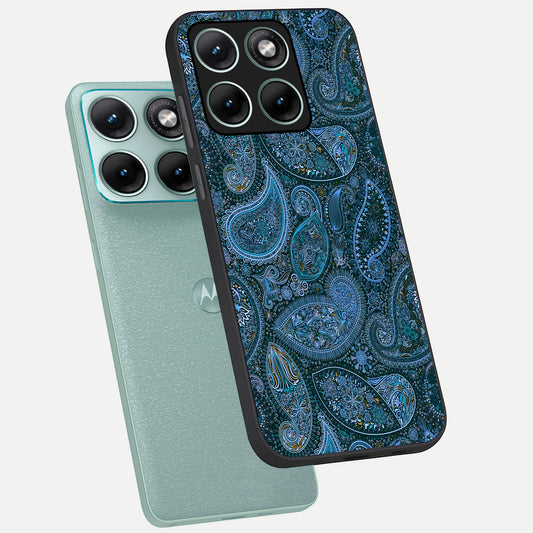  Midnight Paisley Glow phone case For Moto Edge 70 Fusion showing premium glass back cover with detailed artwork