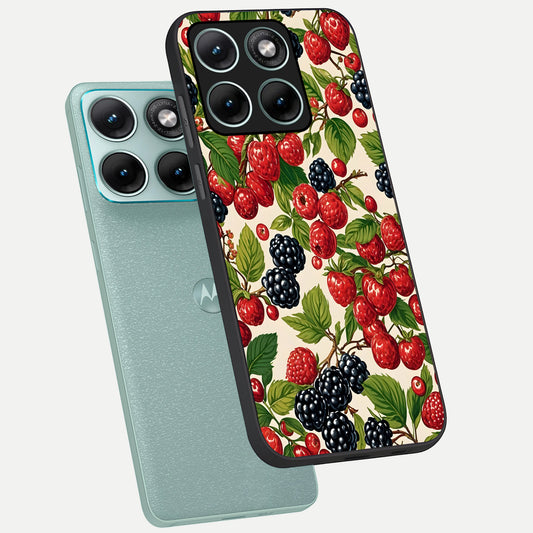  Mixed Berry Collage phone case For Moto Edge 70 Fusion showing premium glass back cover with detailed artwork