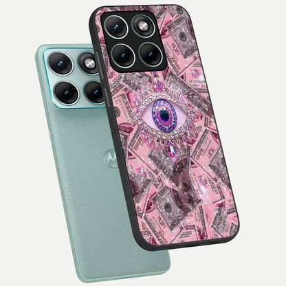  Money Eye Luxe phone case For Moto Edge 70 Fusion showing premium glass back cover with detailed artwork