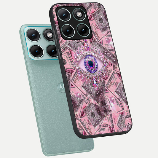  Money Eye Luxe phone case For Moto Edge 70 Fusion showing premium glass back cover with detailed artwork